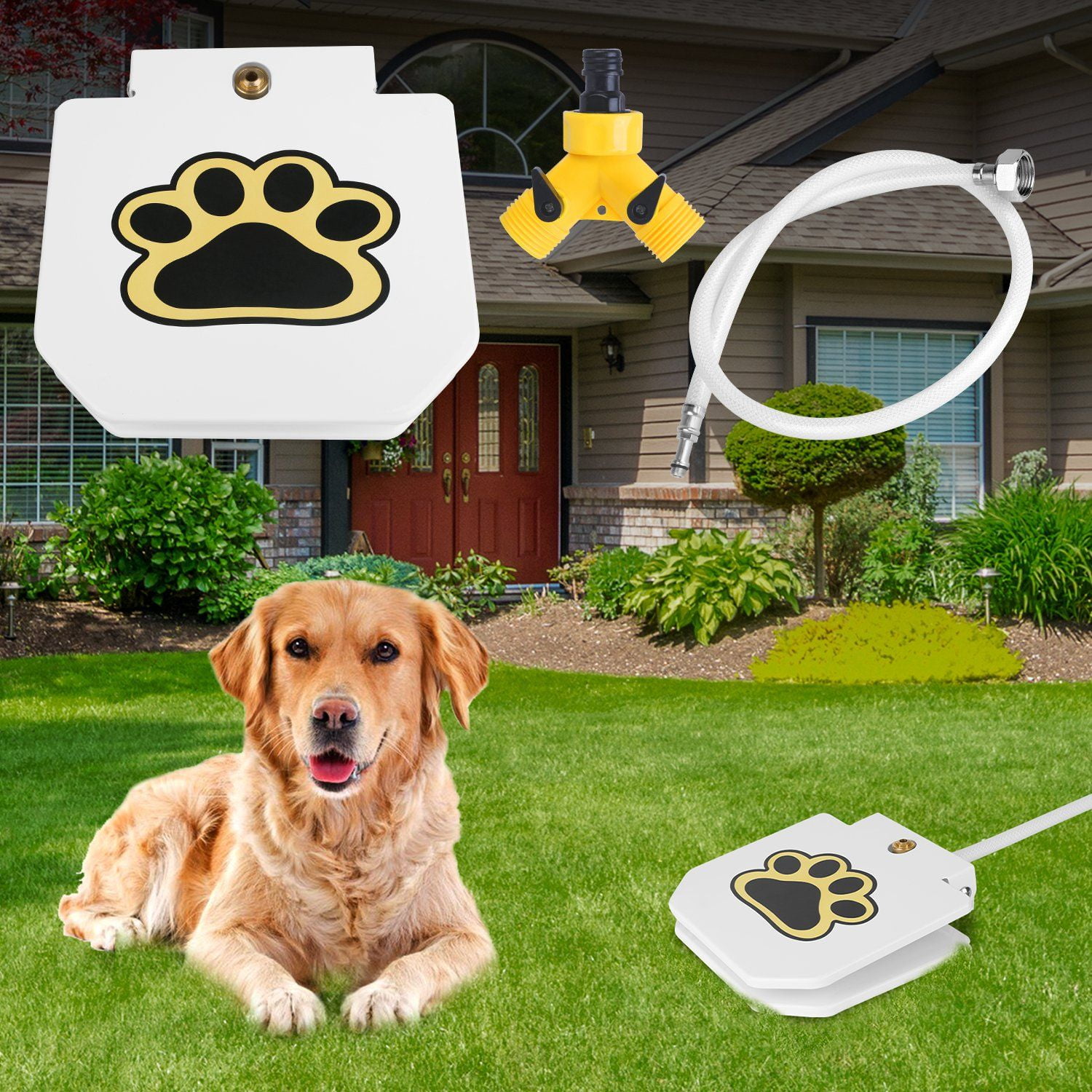 Outdoor Dog Water Fountain, Step-On Activated Pet Water Dispenser, Interactive Paw Pedal Sprinkler for Dogs, Automatic Fresh Water Feeder