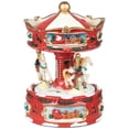 thumbnail image 4 of Northlight Winter Horses Animated Musical Christmas Carousel - 6.5" - Red and White, 4 of 9