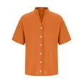 thumbnail image 2 of Cethrio Girls Short Sleeve Shirts, Summer Casual V Neck Loose Button Down Shirts Orange Size 7-8T, 2 of 2