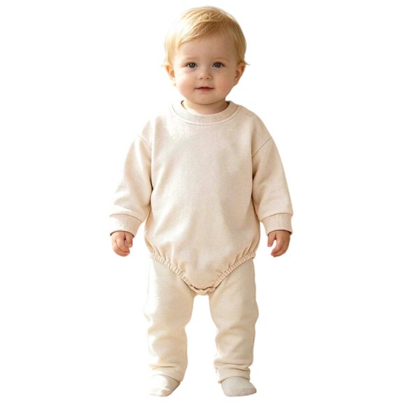 Dakiuu Baby Boys Girls Solid Long Sleeve Bubble Romper Pullover One Piece Outfit