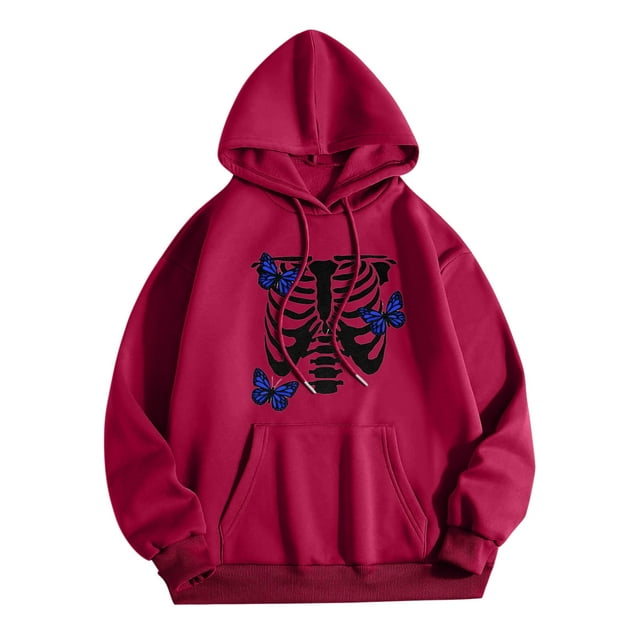 T-Shirt à Capuche à Manches Longues et Col Rond Tendance pour Femmes, Imprimé Mode, Chandail Ample