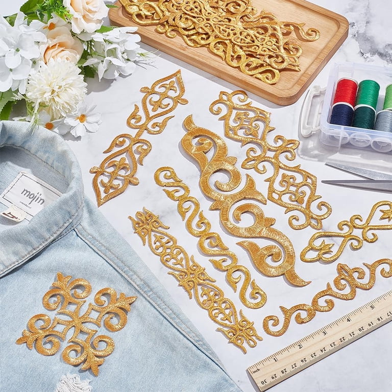 16 Pcs Gold Flower Embroidery Patch Iron on Patches Sew on Patches Golden  Floral Appliques for Wedding Dress Decoration Repair Clothing Backpacks ...