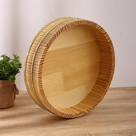 LEXSOMEO Wooden Sushi Rice Mixing Tub Wooden Rice Bucket Traditional Hangiri Rice Mixing Tub Sushi Bowl Restaurant Japanese Sushi Rice Bowl 26cm
