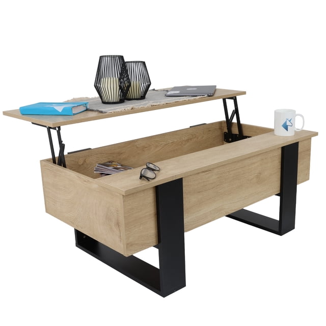 Mesa de centro elevable minimalista de madera