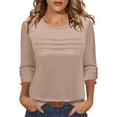 thumbnail image 2 of Tauxra Women's Long Sleeve Pleated Top, Casual Round Neck Blouse with Soft Textured Fabric, Versatile Tunic Top for Daily Wear and Office Outfits, 2 of 7