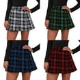 thumbnail image 3 of Women Short Skirt A-line Skirt Plaid Pleated Skirt Spring Autumn Casual Miniskirt, 3 of 5
