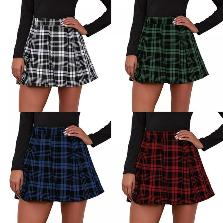 Girls Sailor Scotland Plaid Checks School Uniform Pleated Skirt Cotton  Tartan