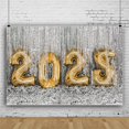 thumbnail image 1 of DORCEV 10x8ft 2025 New Year Backdrop Happy New Year Party New Years Eve Celebration Party Background Shiny Golden 2023 Balloon Shiny Glitter Silver Ribbon Party Banner New Year Photo Studio Props, 1 of 4