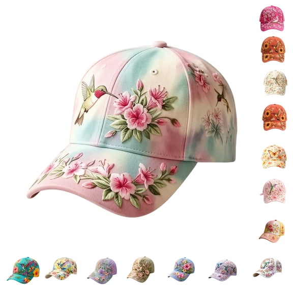 Basysin Vintage Print Baseball Cap Adjustable Hat Casual Outdoor Travel Sun Hat Fashion Aesthetic Flower Pattern Trucker Hat for Men & Women