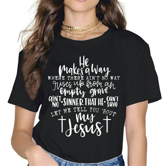 Let Me Tell You Bout My Jesus Shirt Women Vintage Bible Christian Lovers T-Shirt Black Medium