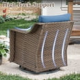 thumbnail image 6 of PARKWELL Outdoor Patio Swivel Glider Chair Set of 2,All-Weather Rattan Swivel Rocking Lounge Chair with Removable Navy Cushions for Porch Balcony Backyard,Brown Wicker, 6 of 10