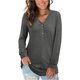 thumbnail image 3 of Camiseta de manga larga de color sólido con cuello en V para mujer, blusa suelta informal, gris, M Advancent AP003714-07, 3 of 5