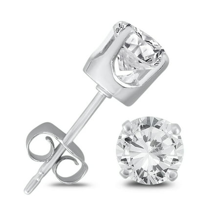 1 Carat TW Diamond Solitaire Stud Earrings in 14K White Gold