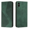 thumbnail image 1 of Funda tipo cartera de cuero magnético texturizado con patrón en S para iPhone X/XS: alta resistencia magnética, ranuras para tarjetas, antiarañazos y protección duradera., 1 of 5