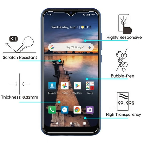 Screen Protector for Cricket Influence Tempered Glass Screen Protector [9H Hardness] [Ultra-Clear] [Case Friendly] Premium Tempered Glass