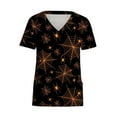 thumbnail image 4 of Shldybc Black Womens Halloween Nursing Scrubs Tops Working Uniform Short Sleeve V Neck Pumpkin Spiders Ghost Holiday Print Tunic Scrubs Workwear Blouse Scrubs Tops with Pockets-Black, 4 of 5