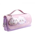 thumbnail image 1 of Estuche para lápices de almacenamiento de papelería con asa, estuche para lápices con múltiples compartimentos, estuche para lápices para aliviar el estrés con pata de gato,11 Feliz Sencillez, 1 of 5
