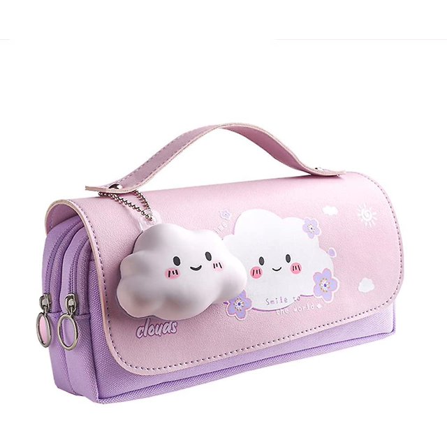 Estuche para lápices de almacenamiento de papelería con asa, estuche para lápices con múltiples compartimentos, estuche para lápices para aliviar el estrés con pata de gato,11 Feliz Sencillez