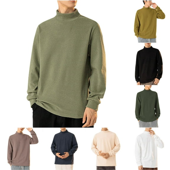 Htigea Mens Fashion Long Sleeve Tshirts Workout Oversize Pullover Solid Color Casual Tees Today Deals Army Green,XXXL