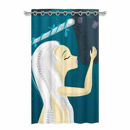 Mkhert Whale And Little Girl Blackout Window Curtain Drapes