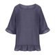 thumbnail image 4 of Vestido de blusa de manga tres cuartos con volantes y cuello redondo de color sólido para mujer Pompotops  hdfakjf2775, 4 of 8