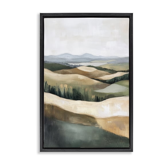 Stupell Industries Tranquil Rolling Hills & Fields Black Framed Floater Canvas Wall Art, design by Petal Prints Design