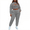 Dark gray melange, variant on Women's Plus Size 3 Piece Outfits Solid Color Long Sleeve Crop Hoodie U-Neck Tank Top High Waisted Drawstring Jogger Sweatpants Tracksuit Lounge Set