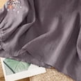 thumbnail image 7 of Womens Shirts 2026 Retro Embroidered 3/4 Sleeve Linen Spring Summer Tshirts Shirts for Women Purple Xl, 7 of 7
