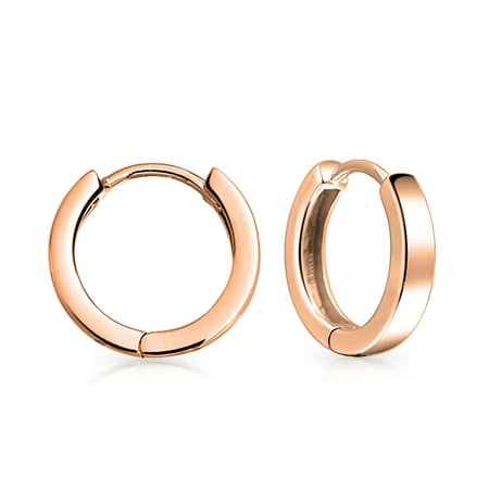 Bling Jewelry Mens Mini Rose Gold Plated Silver Huggie Hoop Mens Mini Rose Gold Plated Silver Huggie Hoop Earrings
