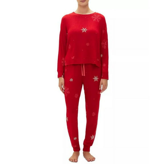 Gap Women's Modern Red Snowflake GapBody 2-Pc Long-Sleeve Pajamas Set, Size XL