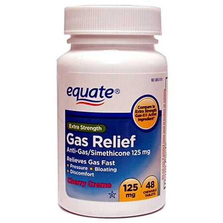 Equate Extra Strength Gas Relief Chewable Tablets, Cherry Creme, 48 Count