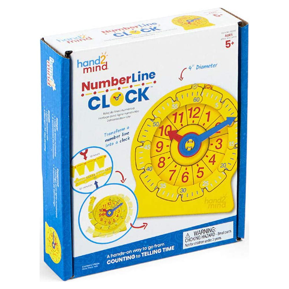 hand2mind NumberLine Clock, Math Clock for Telling Time, Mathematics & Counting Toy, (1 Pack)