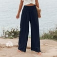 thumbnail image 6 of Ashirexll Wide Leg Pants Woman, High Waisted Pants for Women, Summer Women's High Waist and Elastic Waistband Casual Pants Comfortable Wide Leg Pants with Pockets, 6 of 7