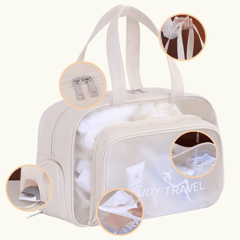 Waterproof Swim Bag with Wet Dry ​Shoe Compartment Cosmetic Bag for Beach Gym Sports Travel Storage Toiletries Makeup Organizer