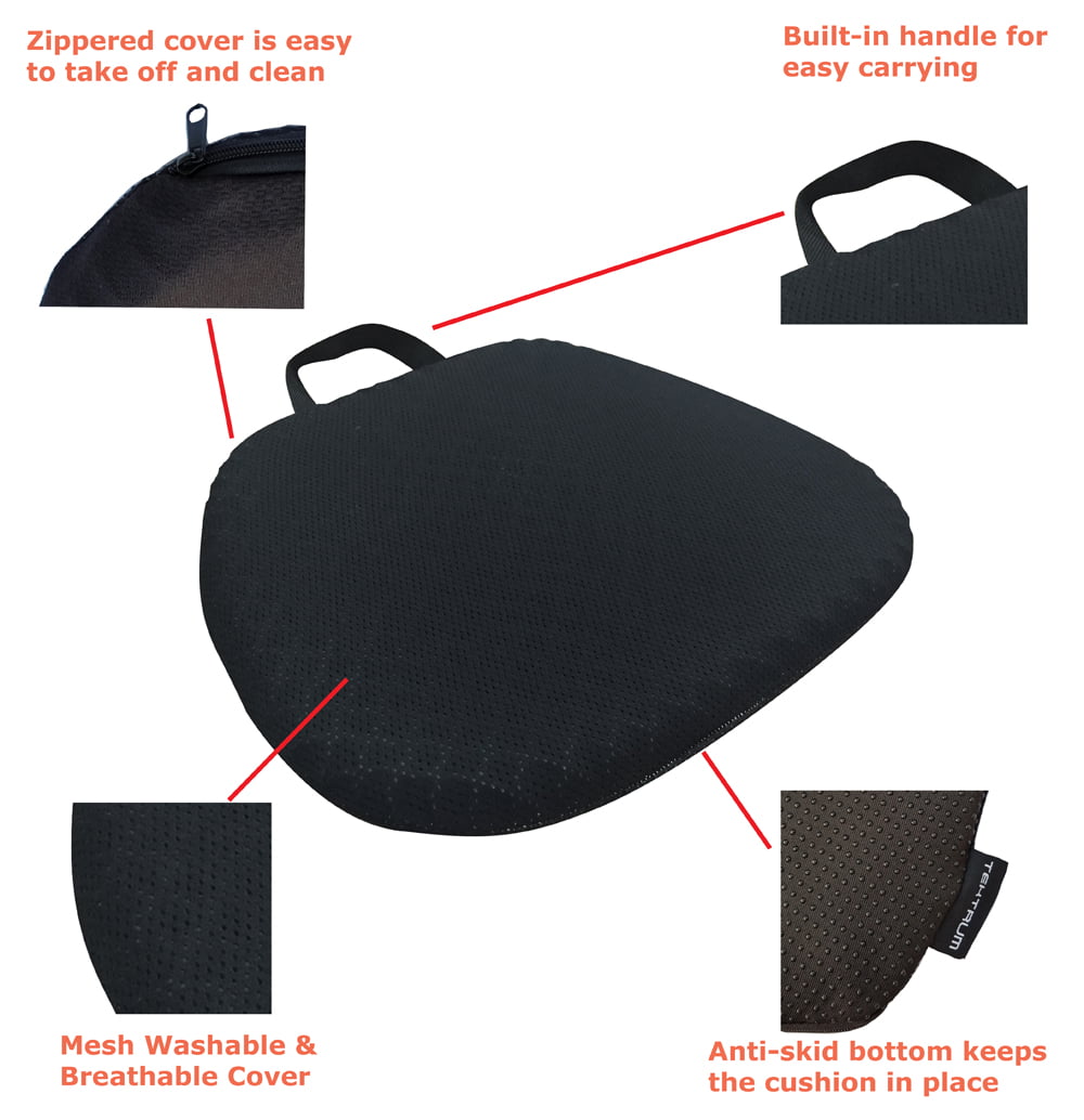 Tektrum Thick Orthopedic Premium All Gel Seat Cushion Pad for Wheelchair,  Car, Home, Office, Chairs, Travel - Relief for Hip Pain, Back Pain, Sweaty