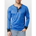 thumbnail image 2 of Dagegui Henley Shirts for Men Striped Long Sleeve Button Down V-Neck T-Shirts Fall Fashion Pullover Work Tops Blue M, 2 of 4