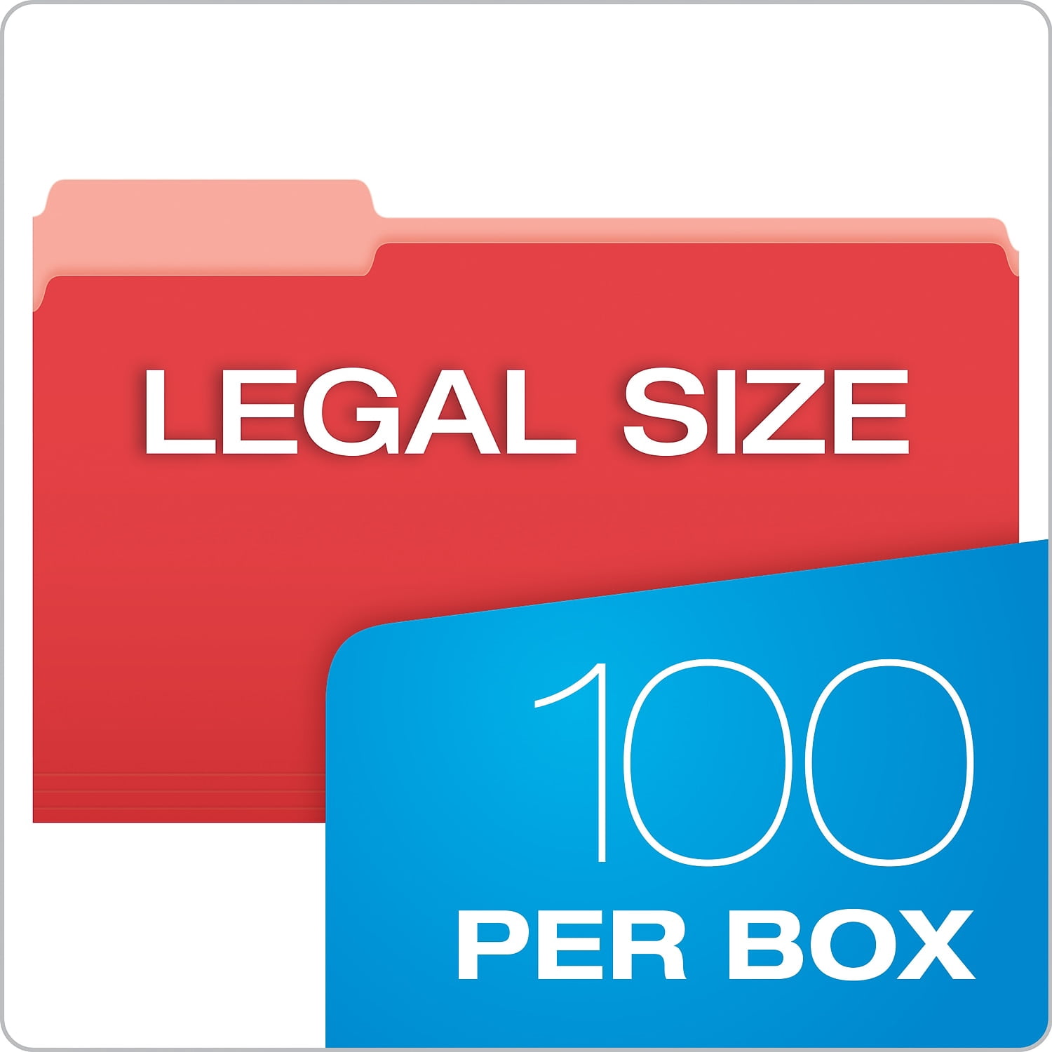 Interior File Folders 1/3-Cut Tabs, Legal Size, Red, 100/Box