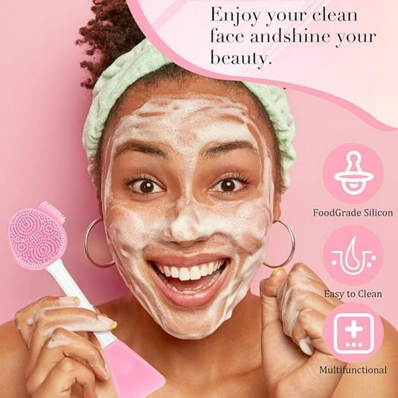 Dual Head Silicone Face Cleansing Brush Mud Mask Applicator Massage Tool