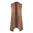 thumbnail image 2 of Womens Sleeveless Cardigans Lightweight Draped Open Front Cardigan Vest Asymmetric Hem Loose Fitting Solid Outwear Small Pink 2 of 13