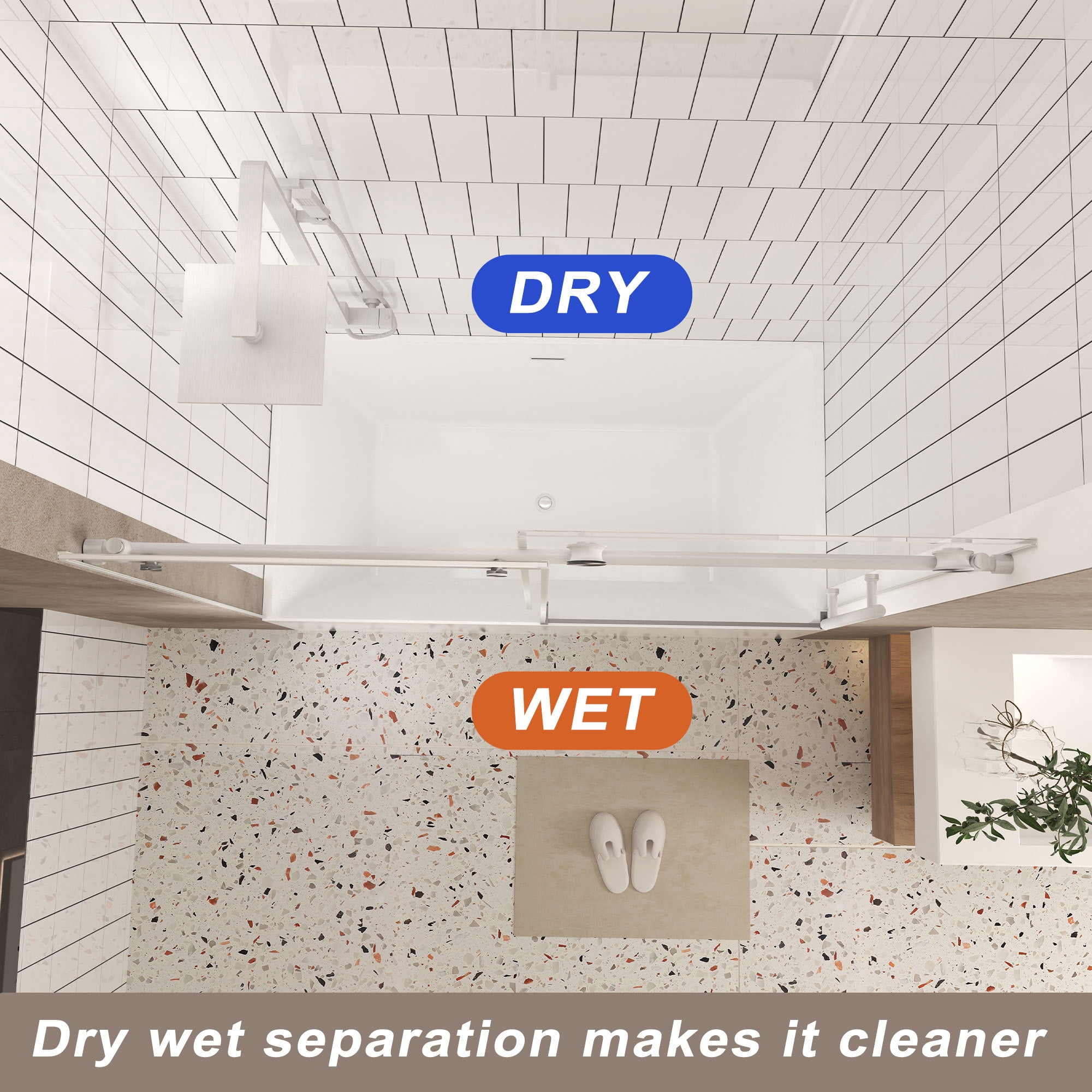 Leumius Frameless Sliding Shower Door,56-60"W x 60" H,1/4" Clear Tempered Glass,Stainless Steel Handle,Brushed Nickel