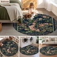 thumbnail image 5 of Round Rugs 5 Ft, Black Flowers Non Slip Area Rugs for Kitchen Bedroom Entryway, Spring Floral Elegant Pastoral Vintage Washable Carpet Runner Rug Floor Mats for Bedroom Home Decor, 5 of 8