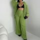 thumbnail image 1 of Blusa de mujer Top Pantalones largos Turn Down Collar Pierna ancha Color sólido Traje de vacaciones FLhrweasw Nuevo, 1 of 9