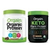 Orgain - Organic Vegan, Non-GMO Plant Based Protein Powder - Creamy Chocolate Fudge (1.02 LB) + Keto Protein Powder - Chocolate (0.97 LB)