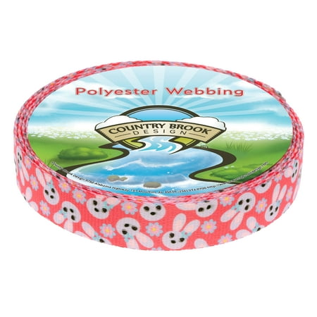Country Brook Design® 1 inch Spring Bunnies Polyester Webbing, 5 Yards