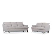 Contemporary Pearl Gray Leather Sofa + Loveseat by Acme Helena 54575-2pcs