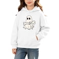 thumbnail image 3 of CBASIHI Girls Halloween Sweatshirts with Pockets Long Sleeve Fleece Soft Cute Ghost Print Pullover Hoodies White 5 T, 3 of 7