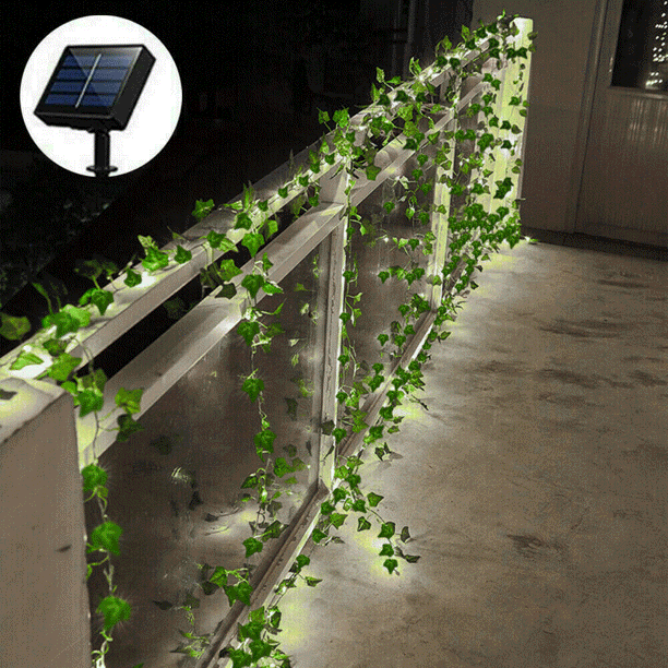 HQZY 2M Warm White String Light, Artificial Ivy Garland Fake Green Leaf String Lights, Solar Powered Vine Hanging Garland - Walmart.com