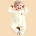 thumbnail image 2 of Favoffer Infant Baby Boy Girls Fleece-Lined Jumpsuit Sleeveless Full-Zip Romper One Piece Strap Overalls Smocked Clothes 0-3Y, 2 of 6