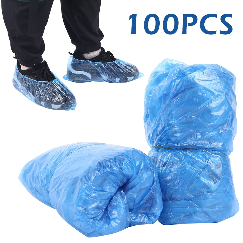 100-400 Disposable Shoe Covers Plastic Overshoes Blue Floor Boot Protector Cover
