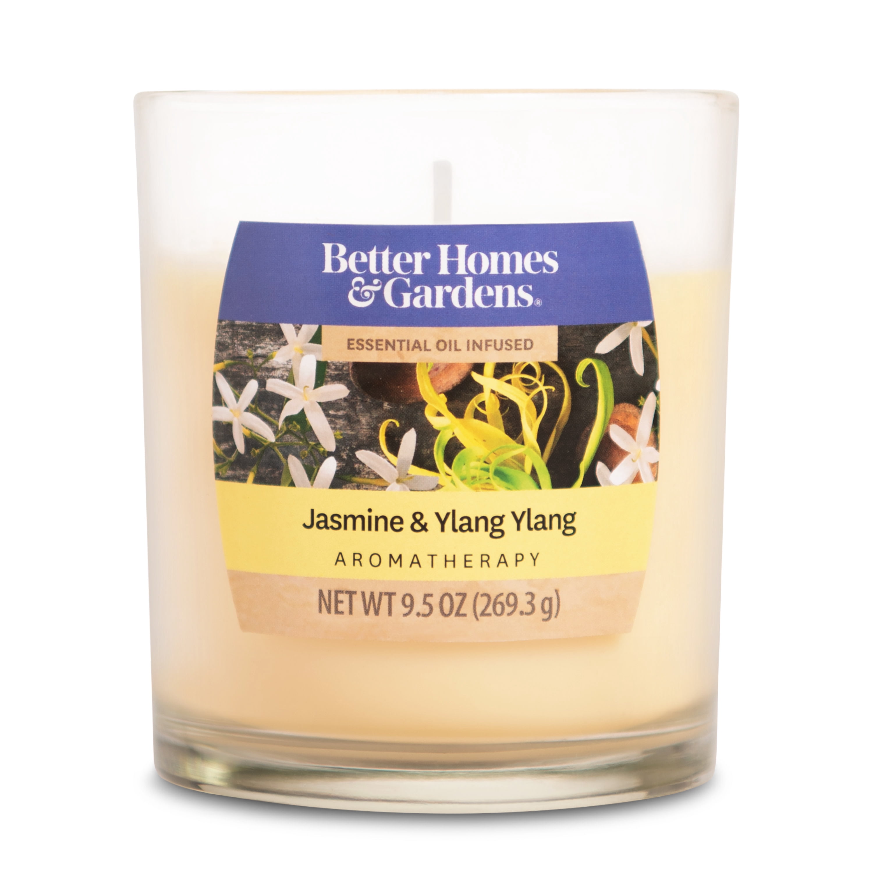 Better Homes & Garden Jasmine & Ylang Ylang Aromatherapy 9.5oz Jar Candle, Yellow